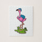 Flamingo as Hiker with Backpack Puzzle (Vertikal)