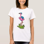 Flamingo as Hiker with Backpack T-Shirt (Vorderseite)