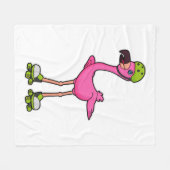Flamingo as Skater with Roller skates & Helmet Fleecedecke (Vorderseite (Horizontal))