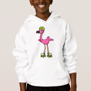 Flamingo as Skater with Roller skates & Helmet Hoodie
