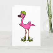 Flamingo as Skater with Roller skates & Helmet Karte (Rückseite)