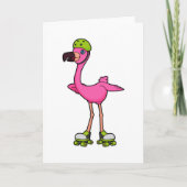 Flamingo as Skater with Roller skates & Helmet Karte (Vorderseite)