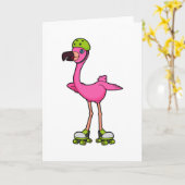 Flamingo as Skater with Roller skates & Helmet Karte (Gelbe Blume)