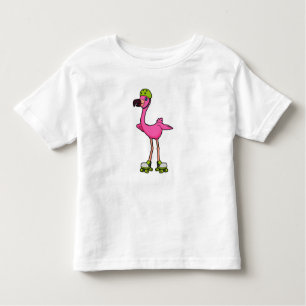 Flamingo as Skater with Roller skates & Helmet Kleinkind T-shirt