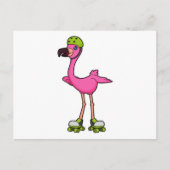 Flamingo as Skater with Roller skates & Helmet Postkarte (Vorderseite)