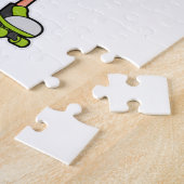 Flamingo as Skater with Roller skates & Helmet Puzzle (Seite)