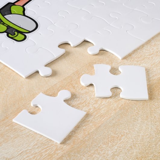 Flamingo as Skater with Roller skates & Helmet Puzzle (Seite)