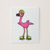 Flamingo as Skater with Roller skates & Helmet Puzzle (Vertikal)