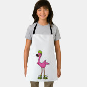 Flamingo as Skater with Roller skates & Helmet Schürze (Insitu)