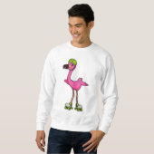 Flamingo as Skater with Roller skates & Helmet Sweatshirt (Vorne ganz)