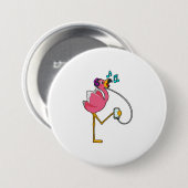 Flamingo at Music with Headphone Button (Vorne & Hinten)