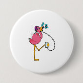 Flamingo at Music with Headphone Button (Vorderseite)