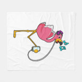 Flamingo at Music with Headphone Fleecedecke (Vorderseite (Horizontal))