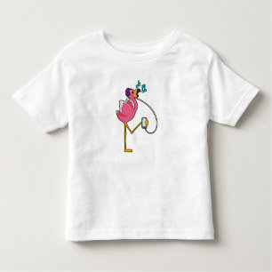 Flamingo at Music with Headphone Kleinkind T-shirt