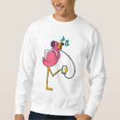 Flamingo at Music with Headphone Sweatshirt (Vorderseite)