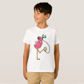 Flamingo at Music with Headphone T-Shirt (Vorne ganz)