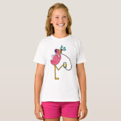 Flamingo at Music with Headphone T-Shirt (Vorne ganz)