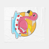 Flamingo at Swimming with Lifebuoy Fleecedecke (Vorderseite (Horizontal))