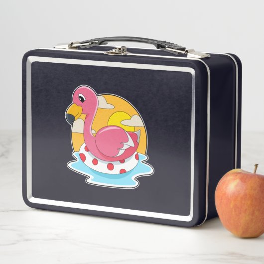 Flamingo at Swimming with Lifebuoy Metall Brotdose (Beispiel)