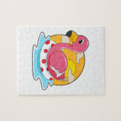 Flamingo at Swimming with Lifebuoy Puzzle (Horizontal)