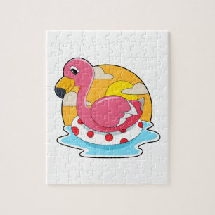 Flamingo at Swimming with Lifebuoy Puzzle
