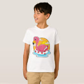Flamingo at Swimming with Lifebuoy T-Shirt (Vorne ganz)