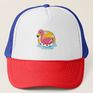 Flamingo at Swimming with Lifebuoy Truckerkappe