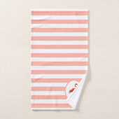 Flamingo auf Coral & White Strip Badetuch Set (Handtuch)