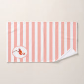 Flamingo auf Coral & White Strip Badetuch Set (Handtuch)