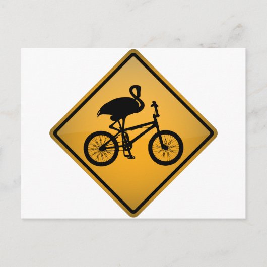 Flamingo auf dem Fahrrad Postkarte (Vorderseite)