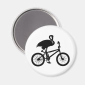 Flamingo auf der Silhouette des Fahrrads Magnet (Vorderseite/Rückseite)