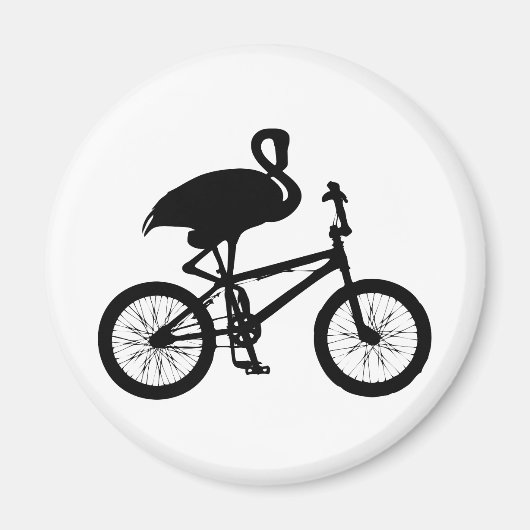 Flamingo auf der Silhouette des Fahrrads Magnet (Vorne)