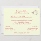 Flamingo auf gelbem Baby Einladung (Rückseite)