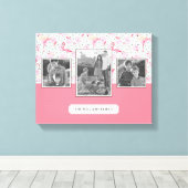 Flamingo auf Polka Dots | Fotos mit Text Leinwanddruck (Insitu (Holzboden))