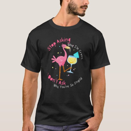 Flamingo aufhören Fragen Warum ich verrückt bin 2 T-Shirt (Vorderseite)