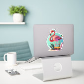 Flamingo-Aufkleber für Laptops und Mobiltelefone Aufkleber (Laptop auf Schreibtisch)