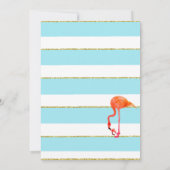 Flamingo Baby Blue Strip Sip und See Einladung (Rückseite)