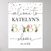 Flamingo Baby Dusche Begrüßungszeichen Poster (Vorne)