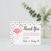 Flamingo Baby Dusche Danke Post Card Postkarte (Stehend Vorderseite)