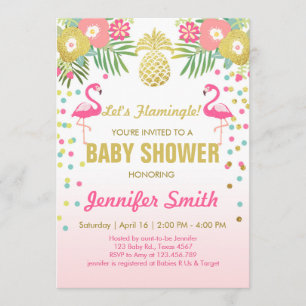 Flamingo Baby Dusche Einladung Tropical