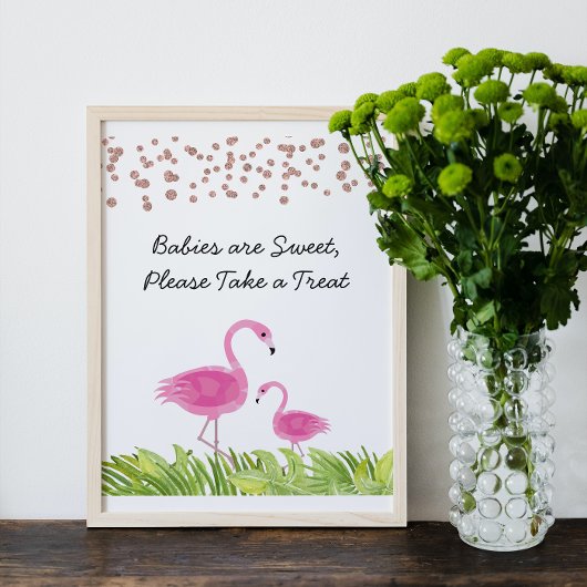 Flamingo Baby Dusche Leckereien Party Zeichen Poster