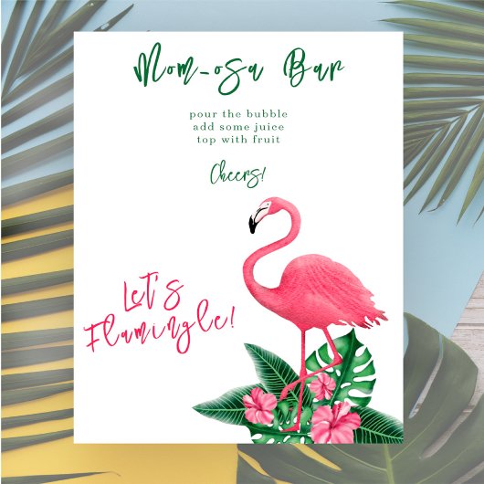 Flamingo Baby Dusche Momosa Bar Poster