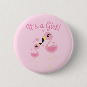 Flamingo Baby Dusche Niedlich Tropical Es ist ein  Button
