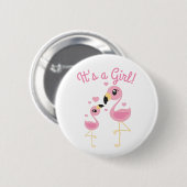 Flamingo Baby Dusche Niedlich Tropical Es ist ein  Button (Vorne & Hinten)