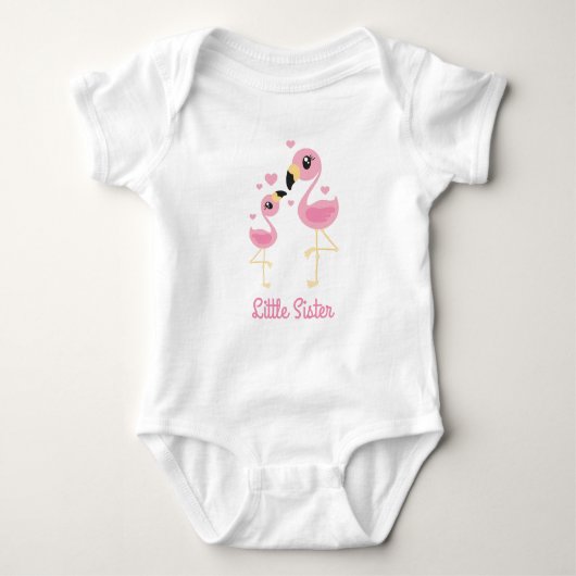 Flamingo Baby Dusche Niedlich Tropical Little Sist Strampler (Vorderseite)
