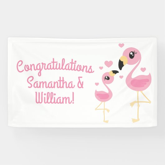 Flamingo Baby Dusche Niedlich tropische Banner (Horizontal)