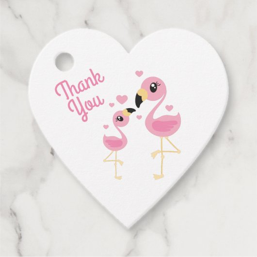 Flamingo Baby Dusche Niedlich tropische Geschenkanhänger (Vorderseite)
