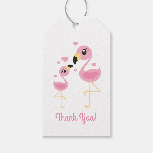 Flamingo Baby Dusche Niedlich tropische Geschenkanhänger (Vorderseite)