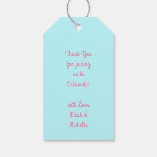 Flamingo Baby Dusche Niedlich tropische Geschenkanhänger (Rückseite)