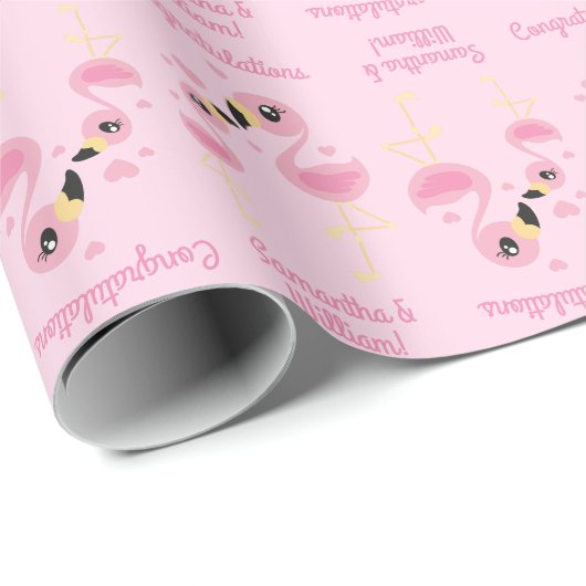 Flamingo Baby Dusche Niedlich tropische Geschenkpapier (Rolleneckpunkt)